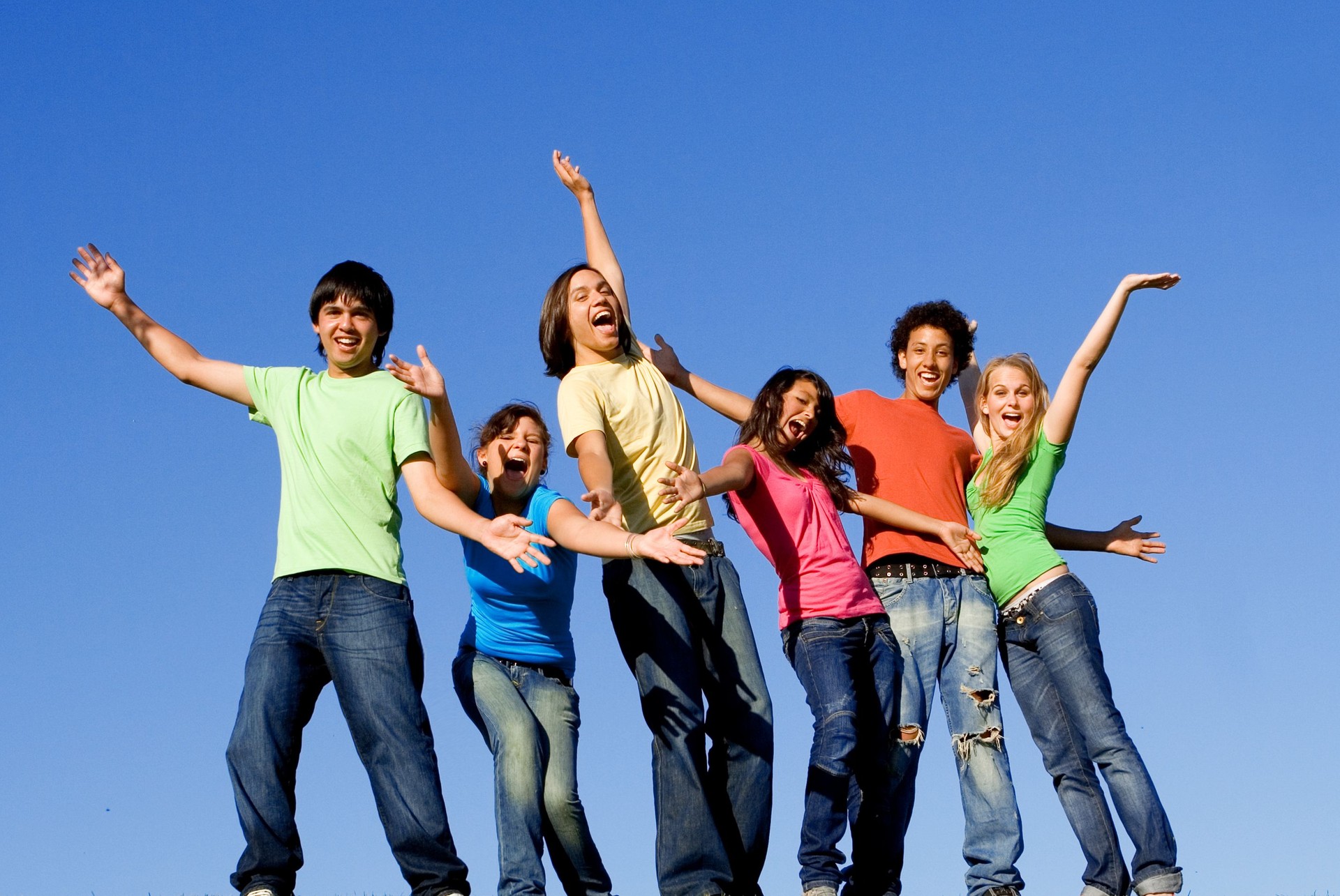 diversity mixed race group of happy smiling teenagers or youth